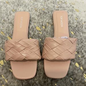 Woven square toe sandal nude